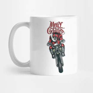 santa clause riding motorcycle Mug